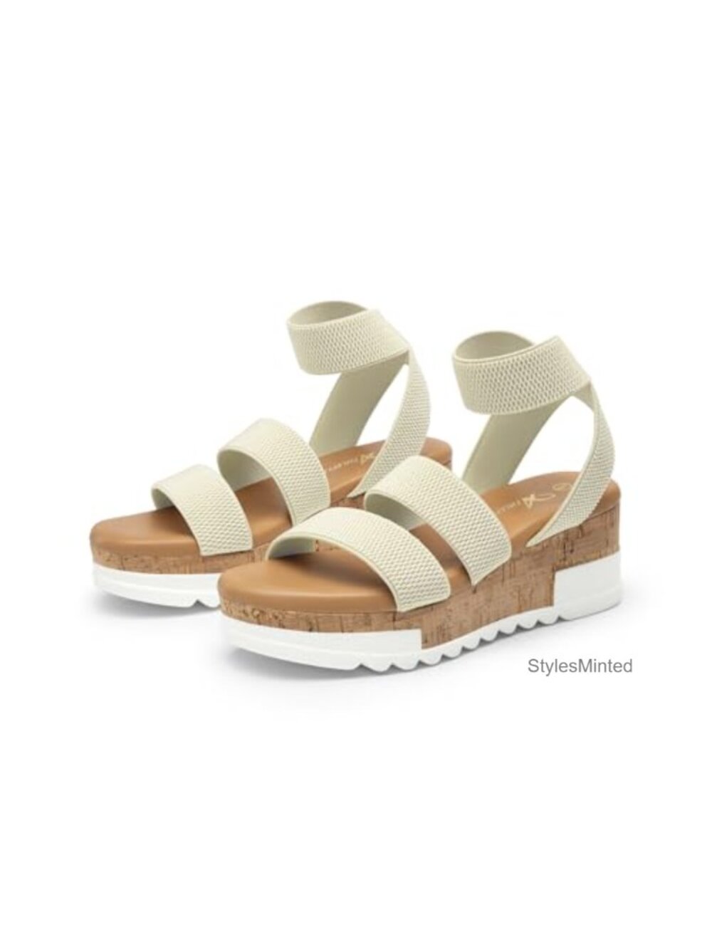 Women's Platform Wedge Sandals Open Toe Cork Rubber Strappy